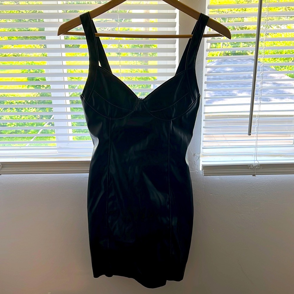 Black leather dress